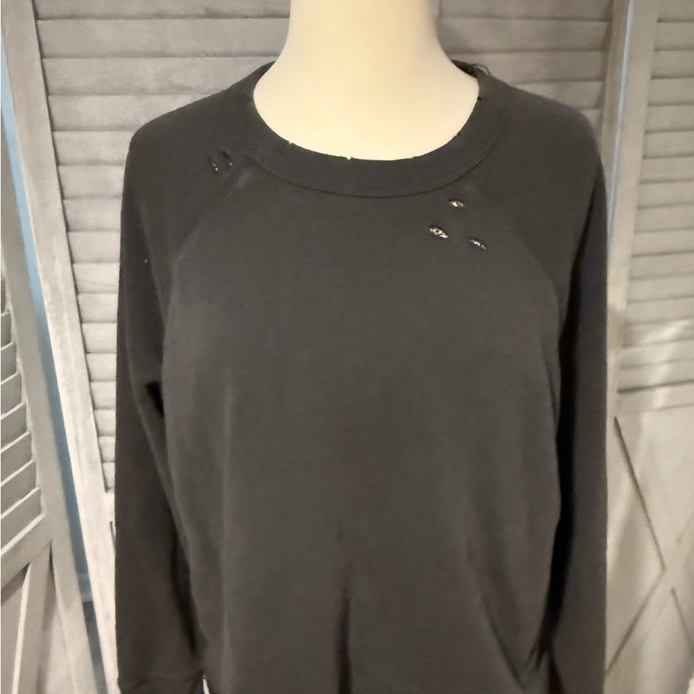 Aerie Distressed Dark Gray Sweatshirt - Medium
